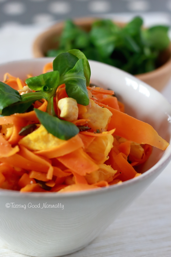 Tasting Good Naturally : En manque de couleur et de béta-carotène ? Venez découvrir les Carottes à l'orange noix de cajou et graines de courges #vegan